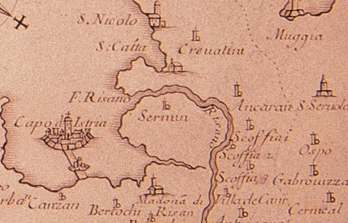 1krajevno imeena starejših naved ankarana na zemljevidu koprskega škofa naldinija